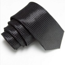 Černá úzká slim kravata se vzorem šachovnice