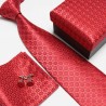 Darčekový set červená kravata, vreckovka a manžetové gombíky