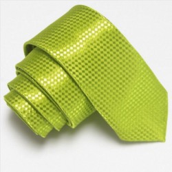 Světle zelená úzká slim kravata se vzorem šachovnice