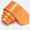 Oranžová úzká slim kravata se vzorem šachovnice