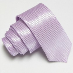 Světle fialová úzká slim kravata se vzorem šachovnice