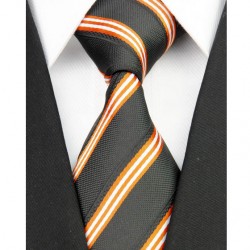 Hedvábná kravata černá pruhovaná NT0117