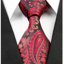 Hedvábná kravata červená kašmírová NT0210
