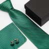 Dárková sada zelená kravata, kapesníček a manžetové knoflíčky SNT0097