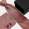Dárková sada růžová kravata, kapesníček a manžetové knoflíčky SNT0100