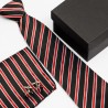 Dárková sada černá kravata, kapesníček a manžetové knoflíčky SNT0205