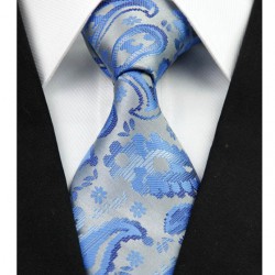 Hedvábná kravata stříbrná kašmírová NT0296