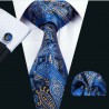 Dárková sada modrá kravata, kapesníček a manžetové knoflíčky