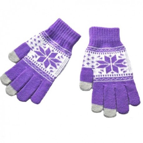 Zimní rukavice s norským vzorem fialové