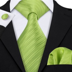 Darčeková sada zelená kravata, vreckovka a manžetové gombíky