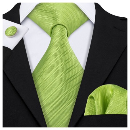 Dárková sada zelená kravata, kapesníček a manžetové knoflíčky