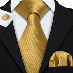 Darčeková sada Žltá kravata, vreckovka a manžetové gombíky