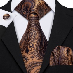 Dárková sada černá kravata, kapesníček a manžetové knoflíčky