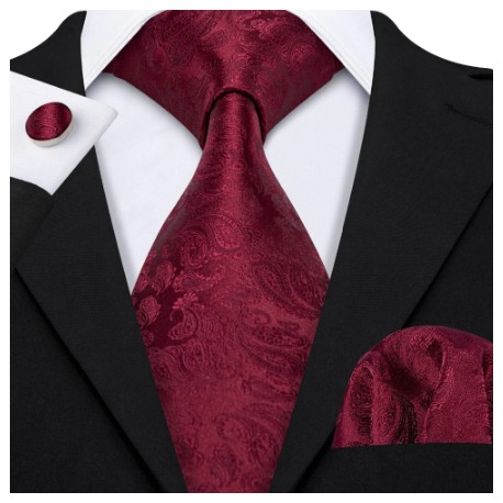Darčeková sada červená kravata, vreckovka a manžetové gombíky